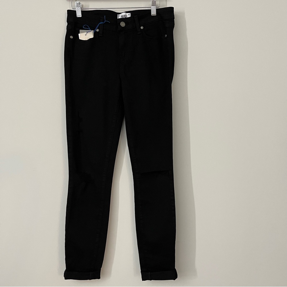 Paige Verdugo Ultra Skinny Black Eclipse Destructed Jeans Size 29 - Picture 2 of 12